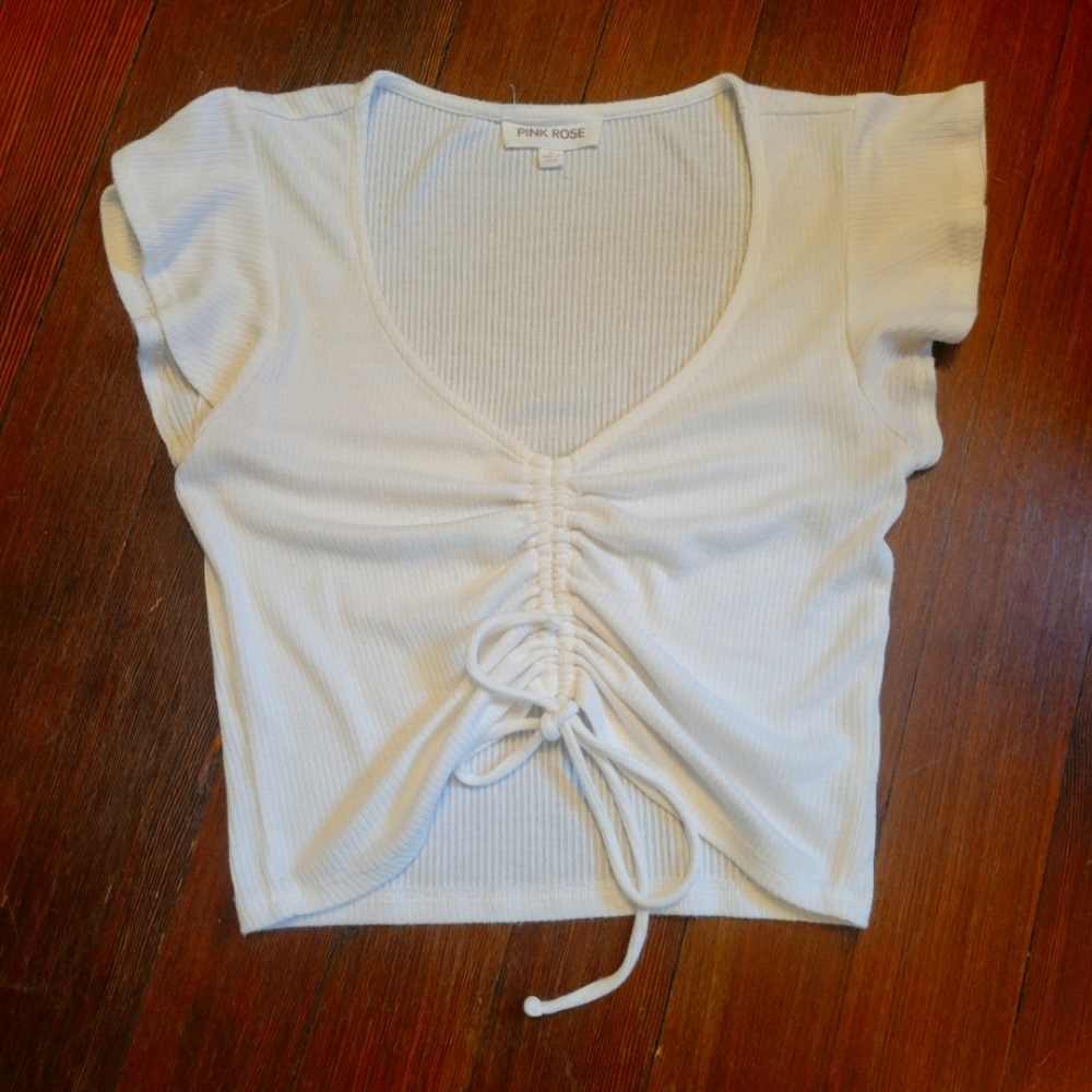 Pink Rose crop sinched front top